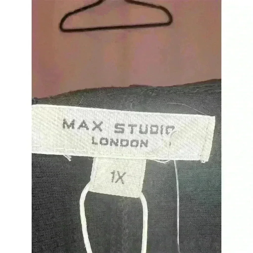 Max Studio Plus 1X Black Flutter Sleeve Knee Length Dress Women - Picture 8 of 14